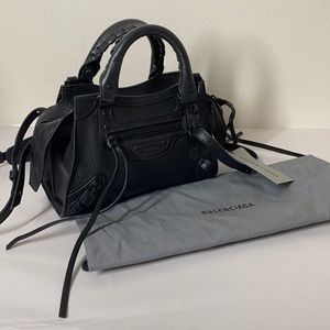 BALENCIAGA Mini Neo Classic City Leather Top Handle Bag Black Leather